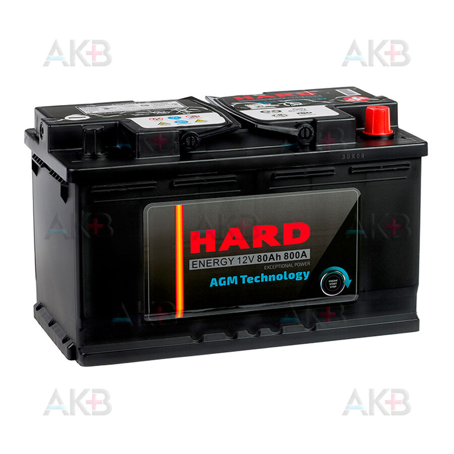 Аккумулятор HARD AGM 80Ah 800A (315x175x190)