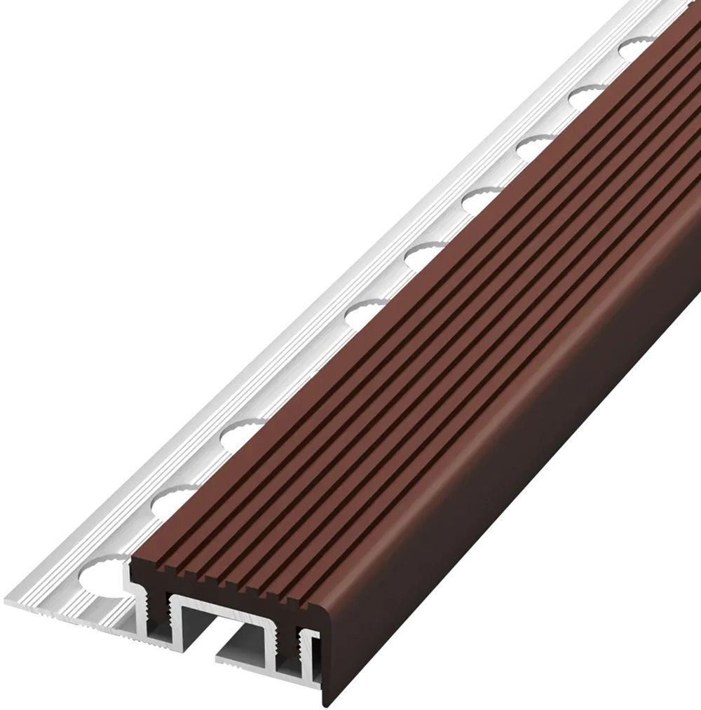 АЛЬПРОФИ уголок для ступени 2500х350х1мм коричневый (2,5м) / ALPROFI Профиль для ступени 2500х350х1мм алюминий (2,5м)