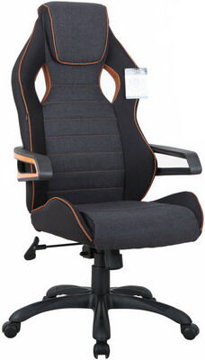 Кресло Brabix ''Techno Pro GM-003'', ткань, черное/серое, вставки оранжевые, 531813 ''Techno Pro GM-003'' ткань черное/с