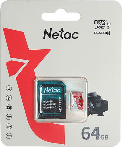 Карта памяти microSD Netac P500 ECO, 64 GB + адаптер (NT02P500ECO-064G-R) P500 ECO 64 GB + адаптер (NT02P500ECO-064G-R)