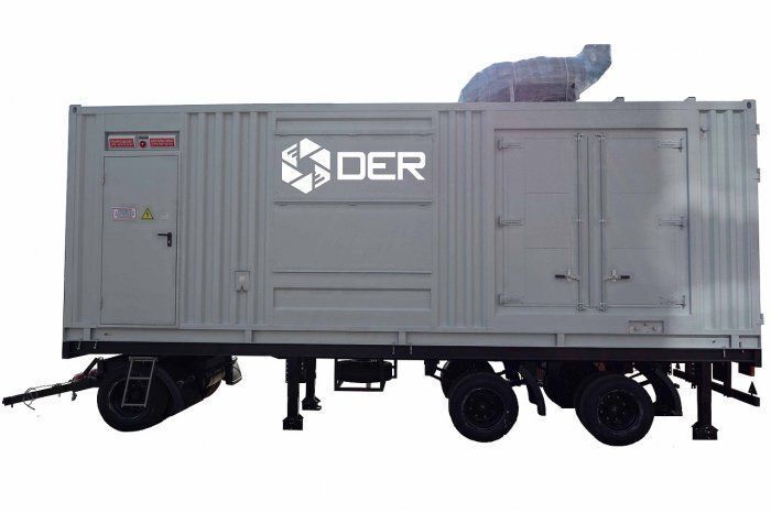 Дизельный генератор DER-450D на базе двигателя Doosan в контейнере на шасси 450 кВт