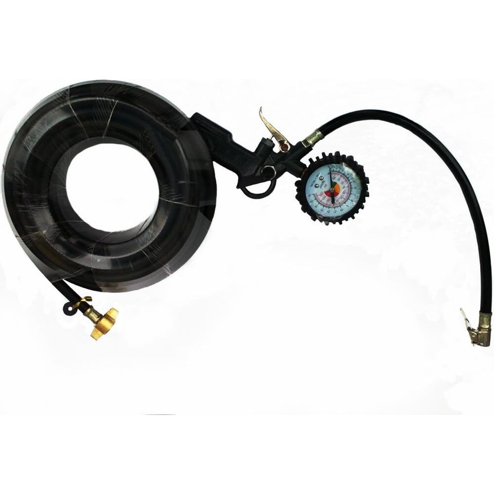 Шланг подкачки колес с манометром и пистолетом Дали-Авто 16 м, 20 атм DA-01591