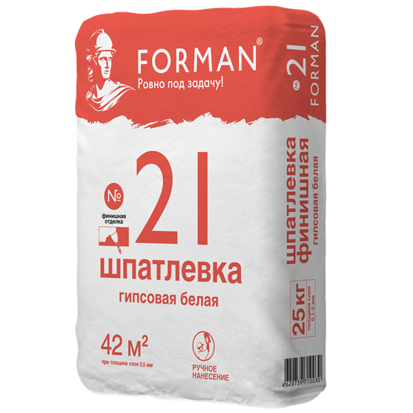 Шпатлeвка Forman 21 гипсовая финишная белая (25 кг/поддон 56 шт)
