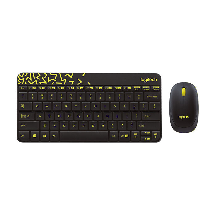 Набор клавиатура+мышь беспроводные Logitech Combo MK240 Nano, радиоканал Black-Yellow