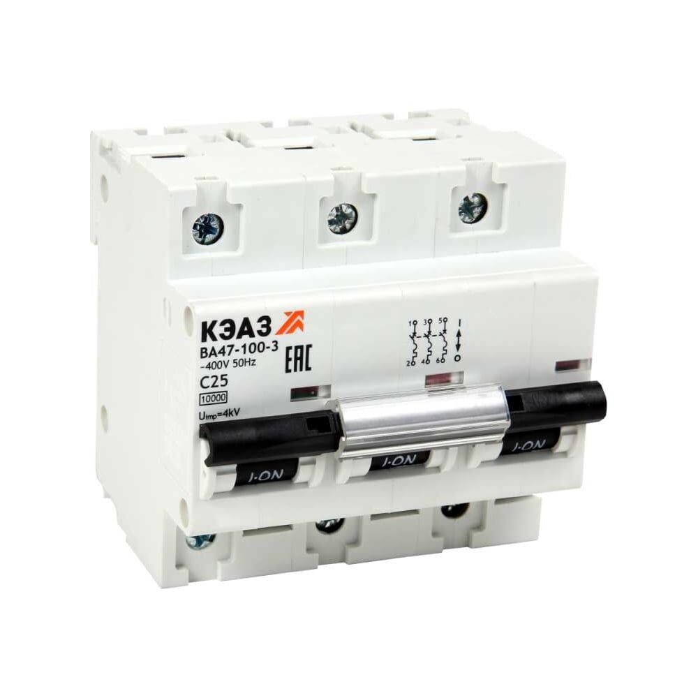 Автоматический модульный выключатель КЭАЗ ВА47-100-3C80-УХЛ3 (10кА) 318145