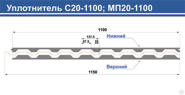 Уплотнитель для профнастила Н 60 верхний