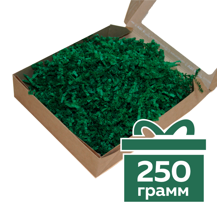 Бумажный наполнитель зеленого цвета, гофрированный, 250 г