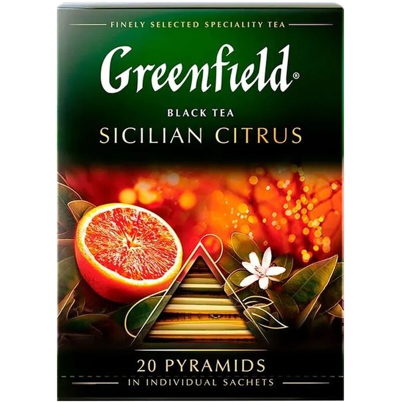 Чай черный Greenfield Sicilian Citrus 20 пирамидок (шиповник, апельсин, лимон)