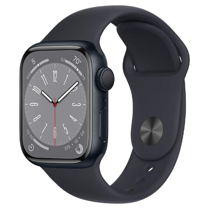 Смарт-часы Apple Watch Series 8 41мм Aluminum Case with Sport Band S/M, темная ночь + черный ремешок
