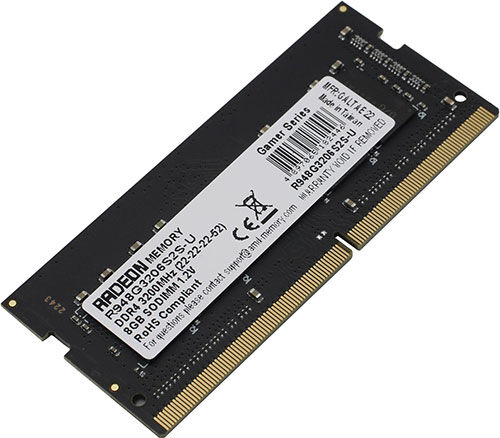Оперативная память AMD SO-DIMM DDR4 8Gb 3200MHz R9 Gamers Series Black (R948G3206S2S-UO)