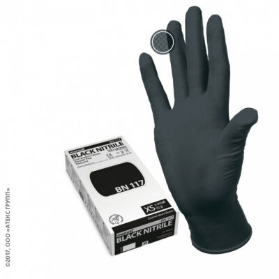 Перчатки нитриловые MANUAL BLACK NITRILE смотр. нестер. черные XL 25пар/10 2