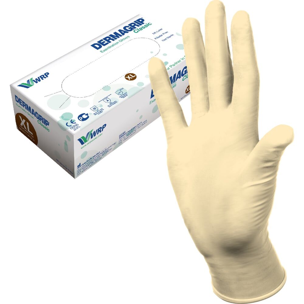 Смотровые латексные перчатки Dermagrip CLASSIC