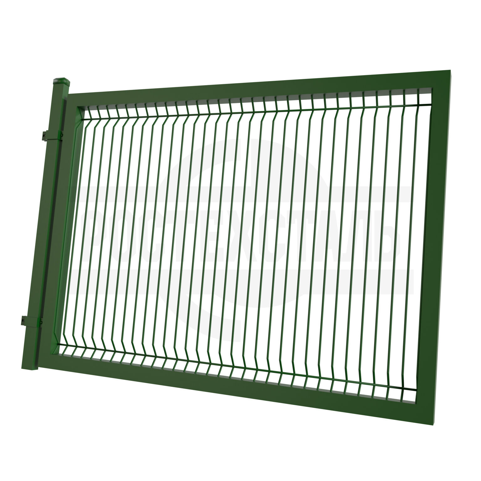 Ворота для 3D забора зеленые (RAL 6005) откатные 3000х6000 мм