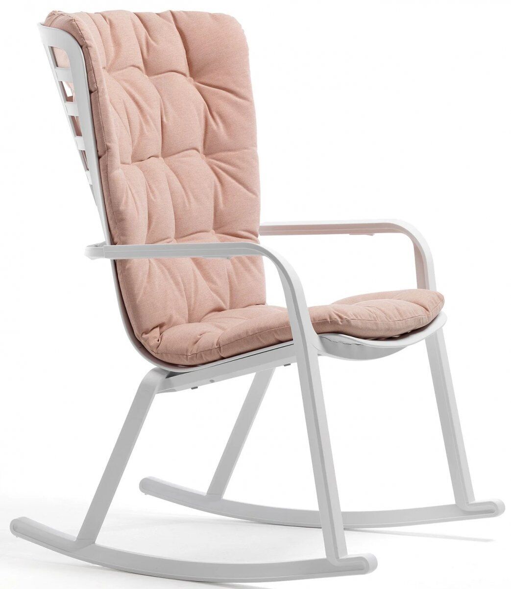Кресло-качалка пластиковое с подушкой Nardi Folio, белый, розовый