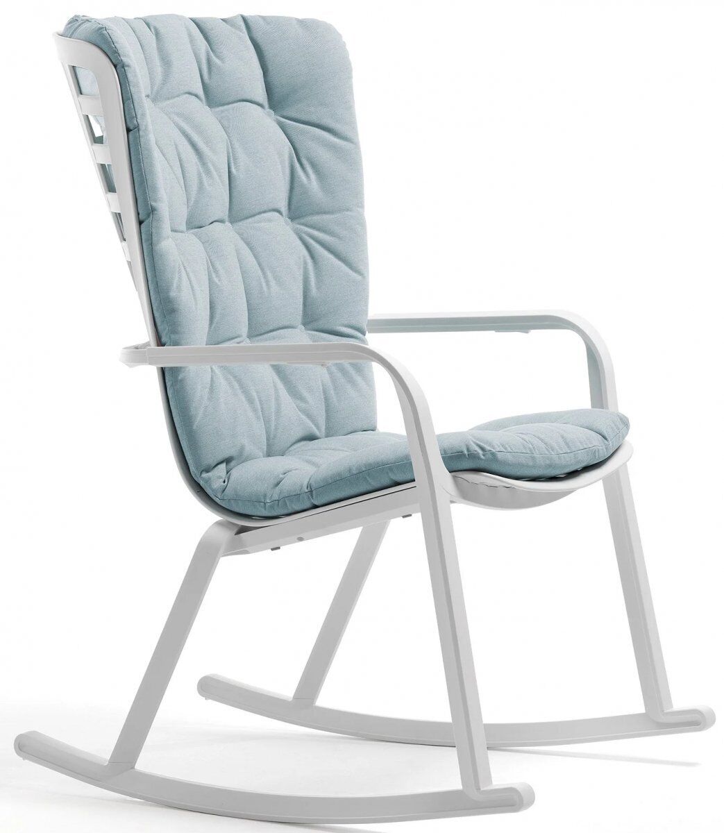 Кресло-качалка пластиковое с подушкой Nardi Folio, белый, голубой