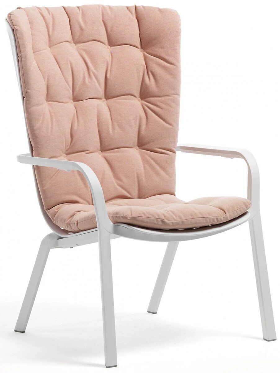 Лаунж-кресло пластиковое с подушкой Nardi Folio, белый, розовый