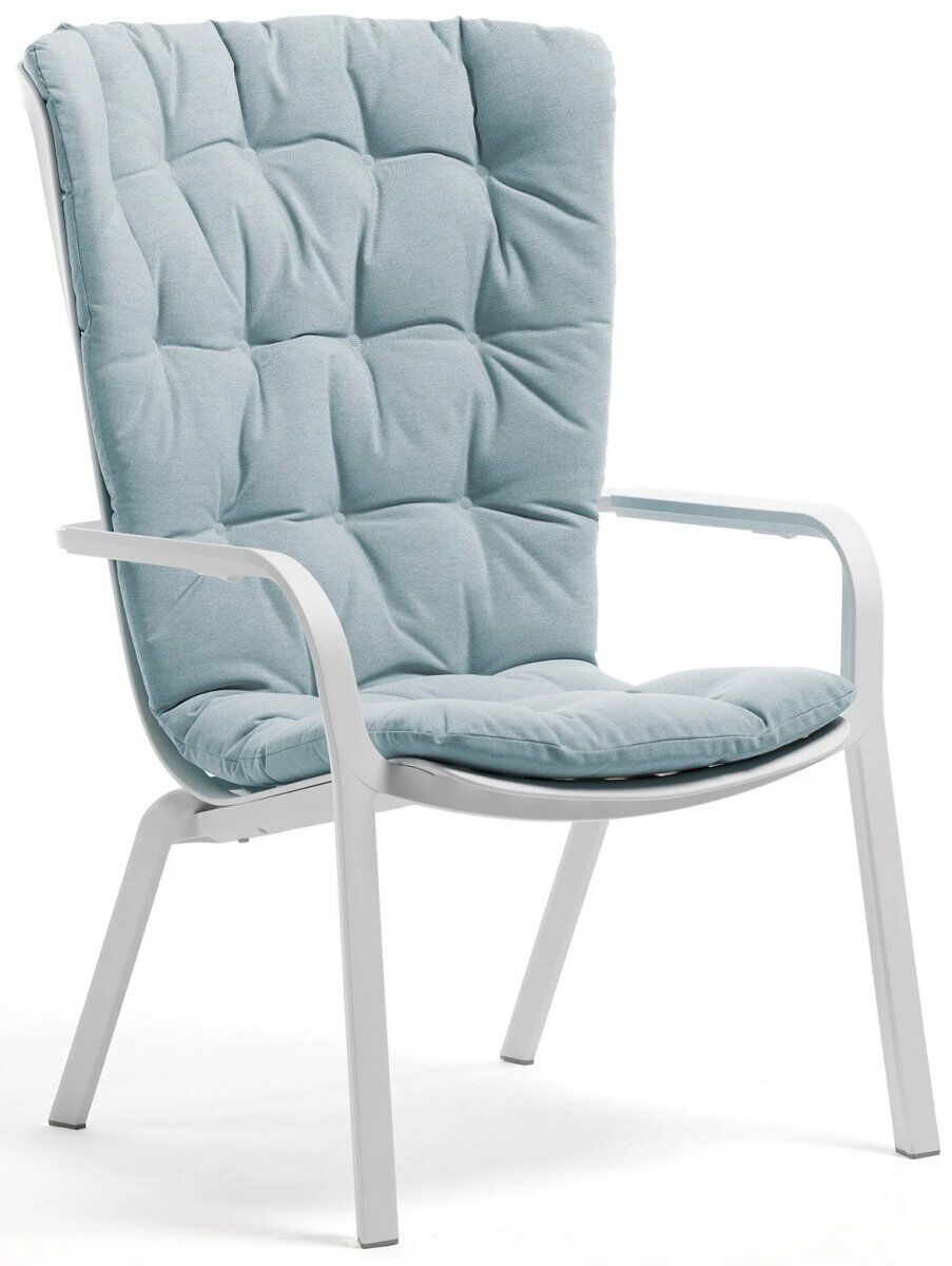 Лаунж-кресло пластиковое с подушкой Nardi Folio, белый, голубой
