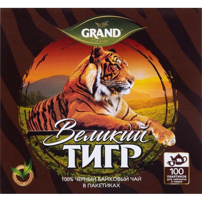 Чай черный Grand Великий Тигр 100 пакетиков без ярлычка