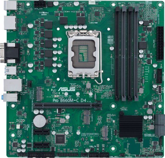 Материнская плата ASUS PRO B660M-C D4-CSM Soc-1700 Intel B660 4xDDR4 mATX AC'97 8ch(7.1) GbLAN RAID+VGA+HDMI+DP
