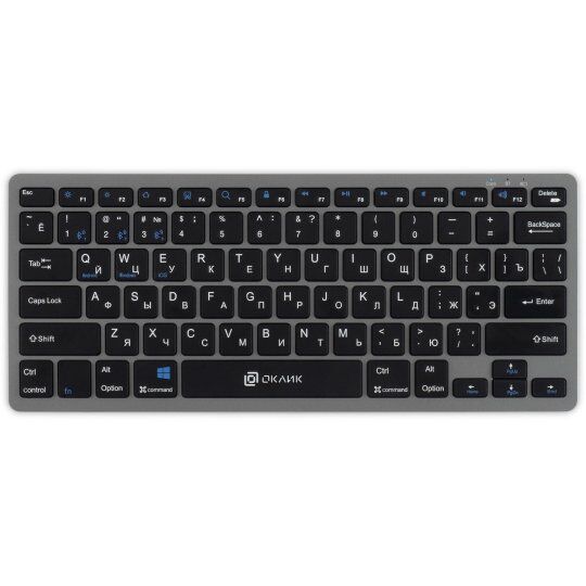 Клавиатура Oklick 835S серый/черный USB беспроводная BT/Radio slim Multimedia (1696467)