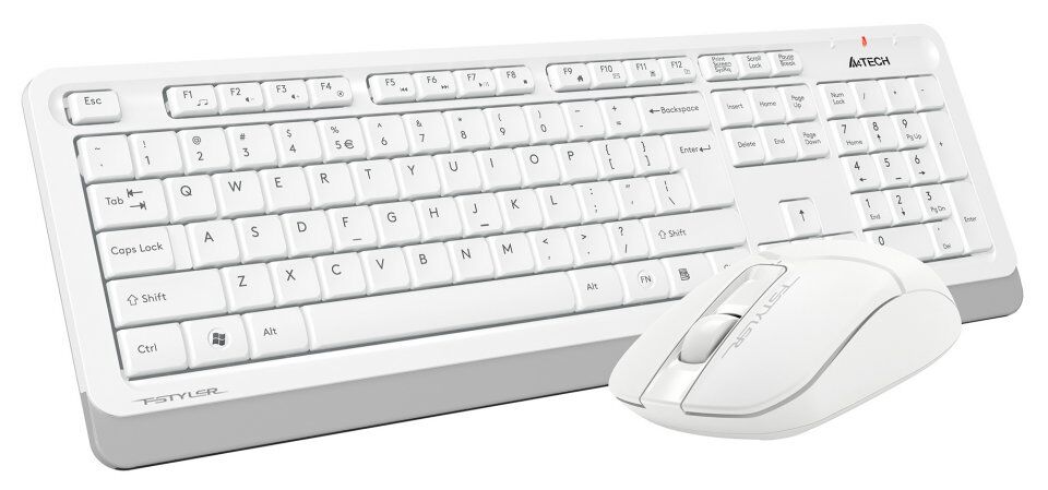 Клавиатура A4Tech + мышь Fstyler FG1012 клав:белый мышь:белый USB беспроводная Multimedia (FG1012 WHITE)
