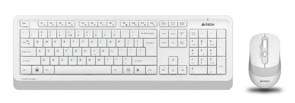 Клавиатура A4Tech + мышь Fstyler FG1010 клав:белый/серый мышь:белый/серый USB беспроводная Multimedia (FG1010 WHITE)