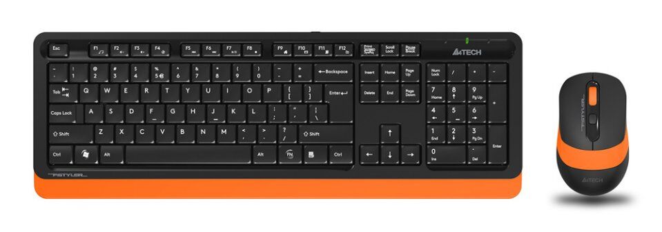 Клавиатура A4Tech + мышь Fstyler FG1010 клав:черный/оранжевый мышь:черный/оранжевый USB беспроводная Multimedia (FG1010