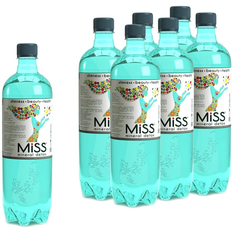 Вода минеральная газированная Стэлмас Miss mineral detox 1 л (6 штук в упаковке)