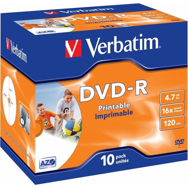 Диск DVD-R Verbatim 4.7 ГБ 16x jewel 43521 (10 штук в упаковке)