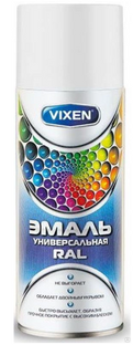 Эмаль универсальная ярко-белый, аэрозоль, 520мл, Vixen VX-19016 