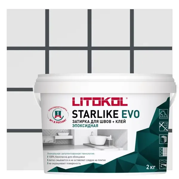 Затирка эпоксидная Litokol Starlike Evo S.140 цвет чёрный графит 2 кг LITOKOL S.140 Starlike Evo