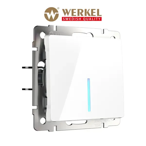 Выключатель встраиваемый Werkel a051118 проходной с подсветкой 1 клавиша, цвет белый