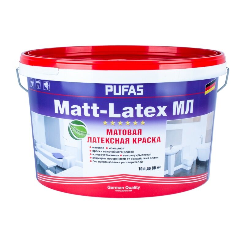 Краска моющаяся латексная Pufas Matt-Latex основа D матовая (10л=15,2кг)