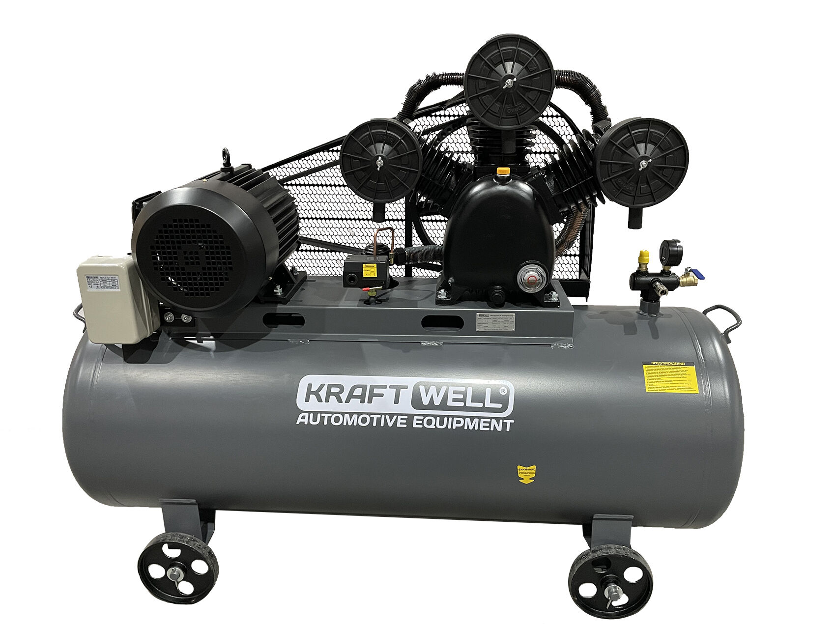 KraftWell KRW-AC950-300L Компрессор поршневой 950 л/мин, 10 бар, 300 л, 380В