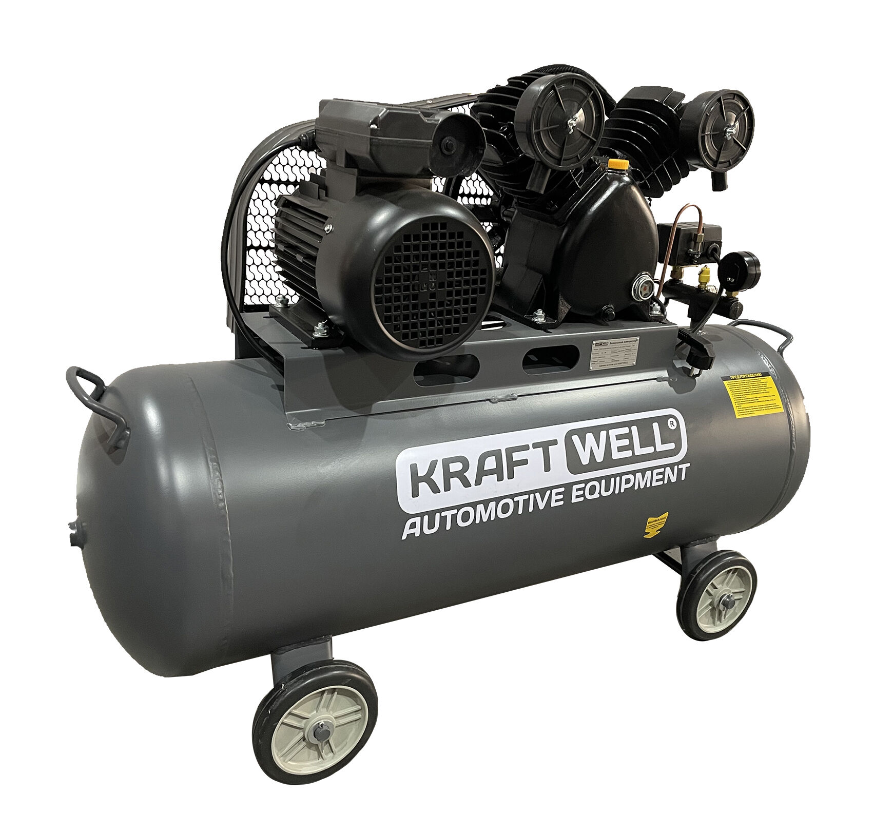 KraftWell KRW-AC420-100L/220 Компрессор поршневой 420 л/мин, 10 бар, 100 л, 220В