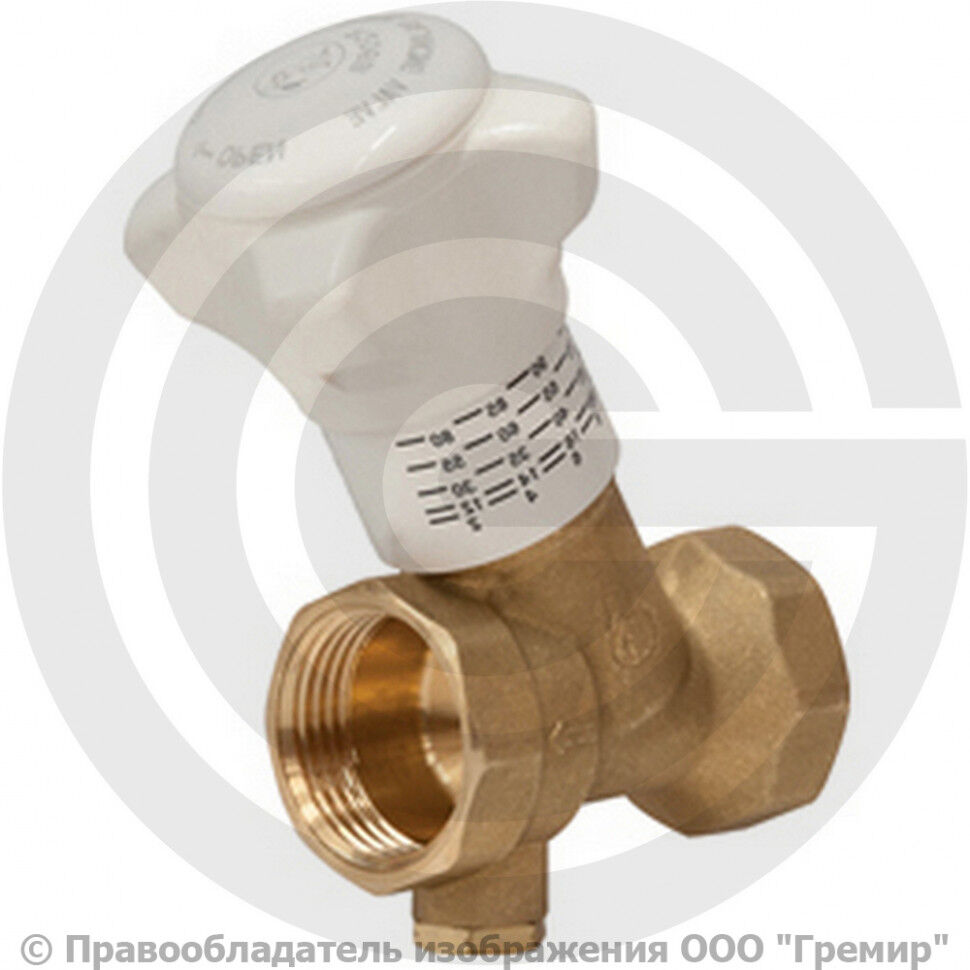 Клапан балансировочный ручной латунный муфтовый Ду-15 Ру-25 ВР (ВН) Kvs=2.1м3/ч без ниппелей со сливом R206B-1 Giacomini
