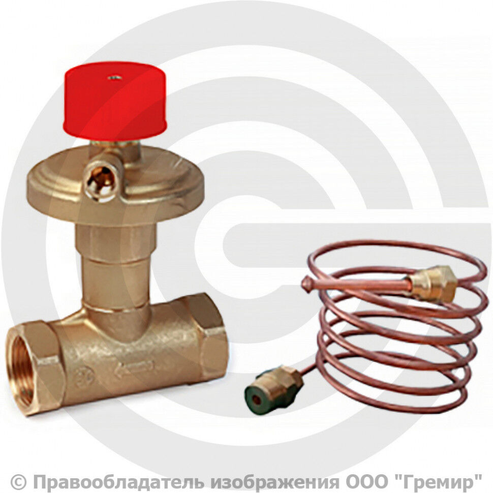 Клапан балансировочный автоматический латунный муфтовый Ду-20 Ру-25 ВР (ВН) Kvs=2.4м3/ч 5-30 кПа с импульсной трубкой R2