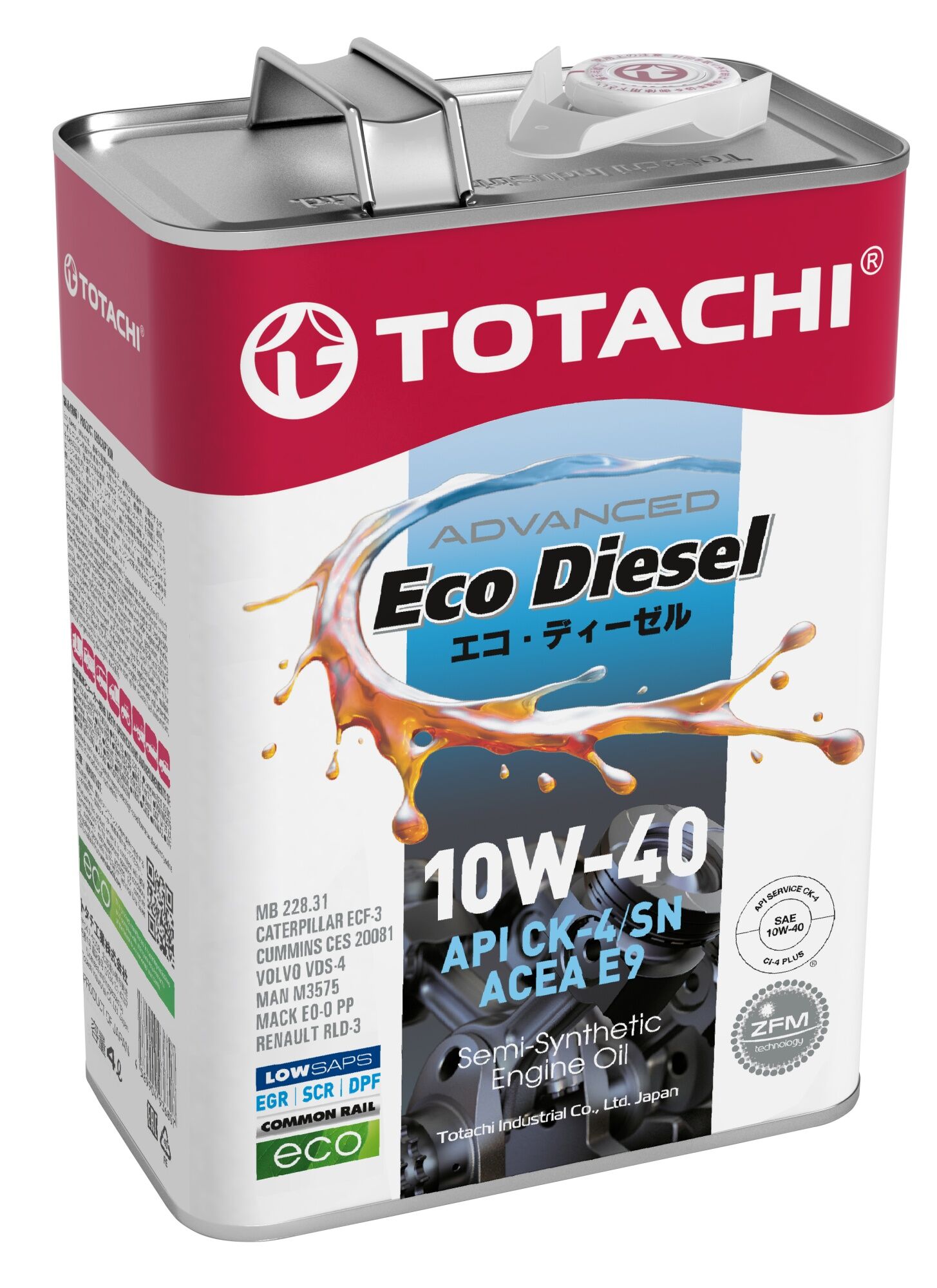 Моторное масло TOTACHI Eco Diesel 10W-40 CK-4/CJ-4/SN полусинтетическое 20л (E1320)