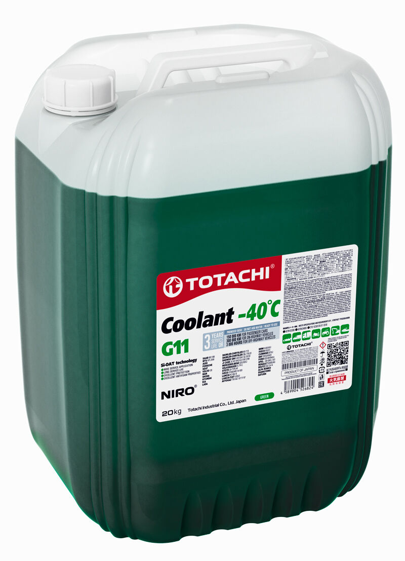 Антифриз TOTACHI NIRO COOLANT Green -40°C G-11 20кг (43220)
