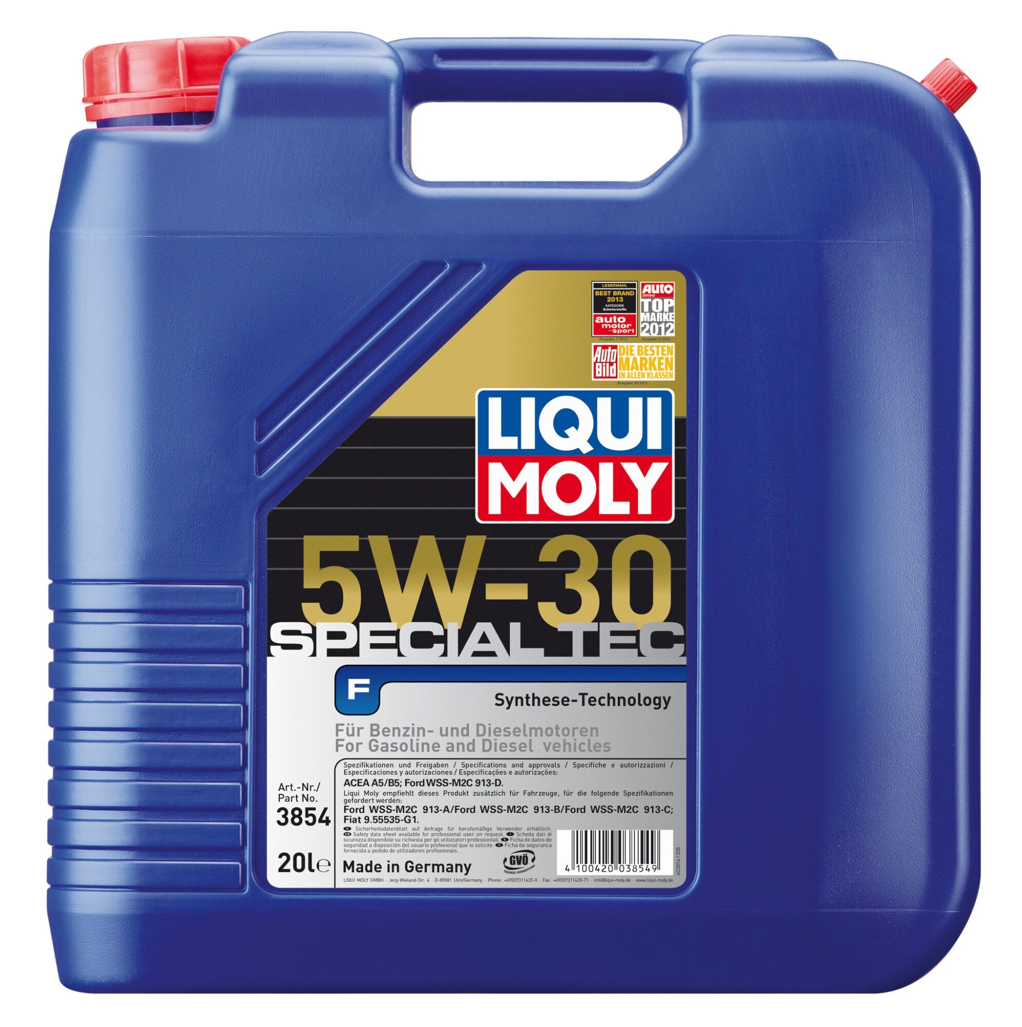 Моторное масло LIQUI MOLY Special Tec F 5W-30 синтетическое (Ford) 20л (3854)