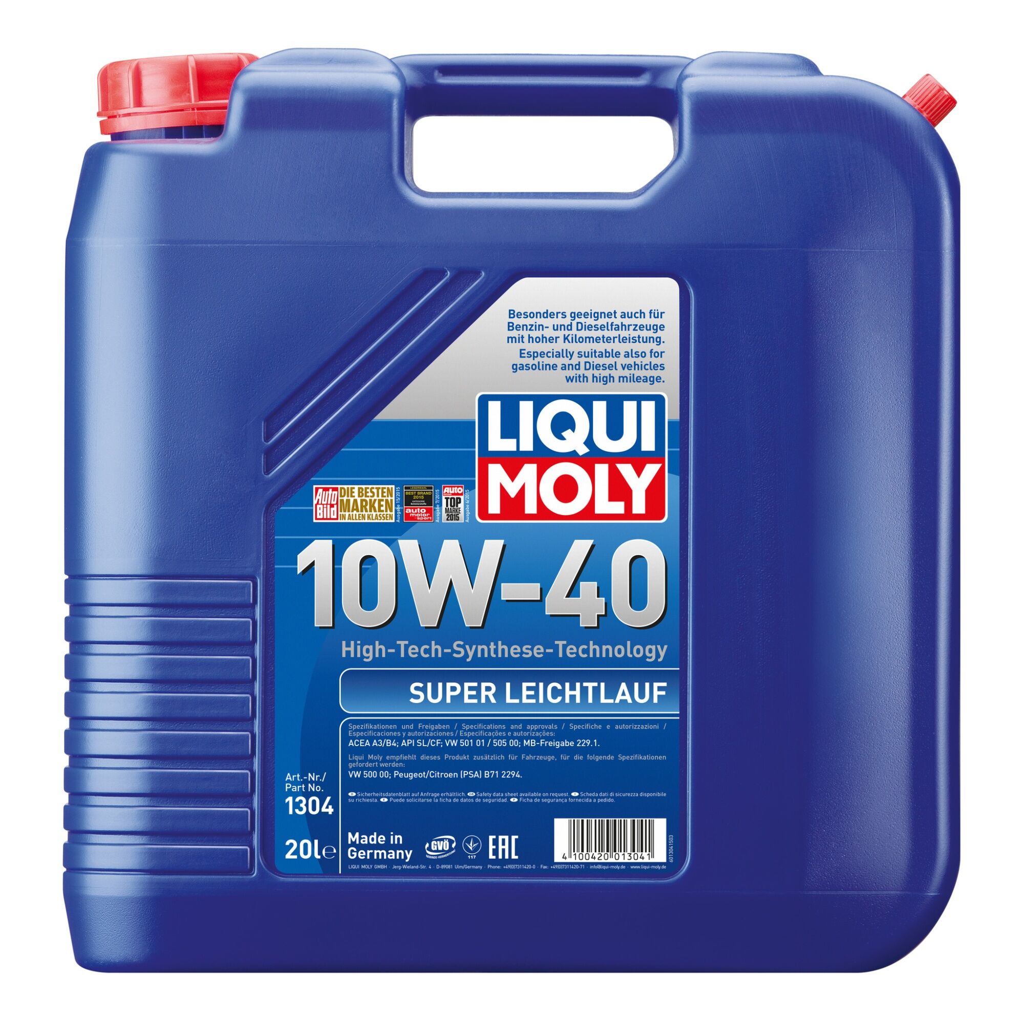 Моторное масло LIQUI MOLY Super Leichtlauf 10W-40 HC-синтетическое 20л (1304)