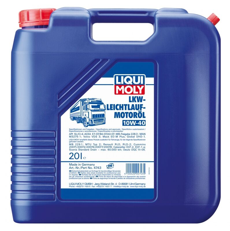 Моторное масло LIQUI MOLY LKW Leichtlauf Motoroil Basic 10W-40 HC-синтетическое 20л (4743)