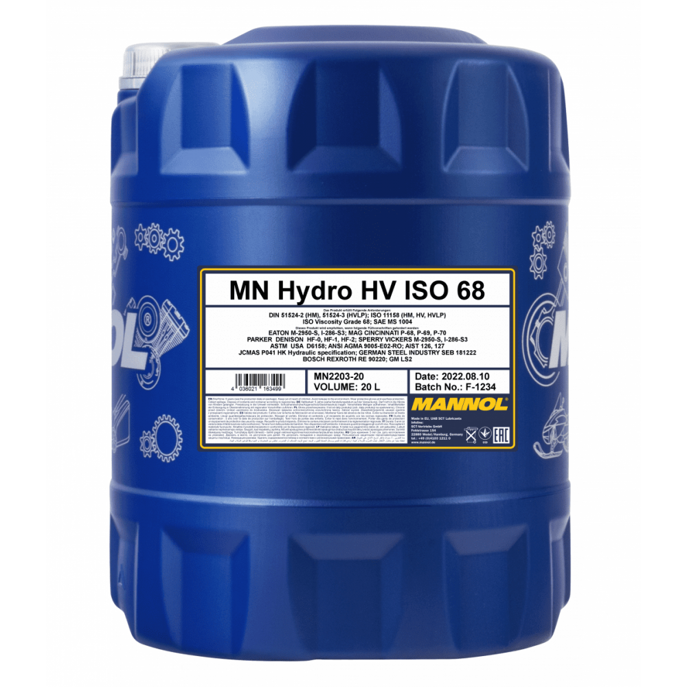 Гидравлическое масло Mannol Hydro HV ISO 68 20л (1932)