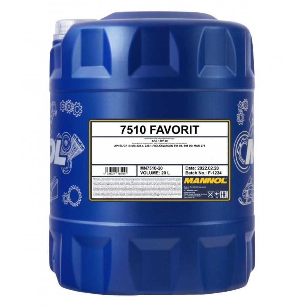 Моторное масло Mannol 7510 FAVORIT 15W-50 20л (1190)
