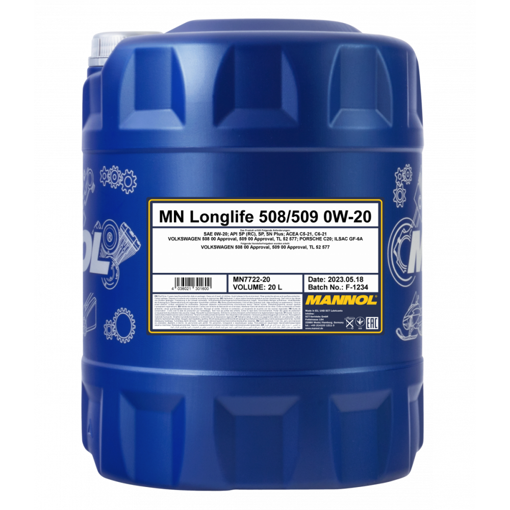 Моторное масло Mannol 7722 LONGLIFE 508/509 0W-20 20л (772220)