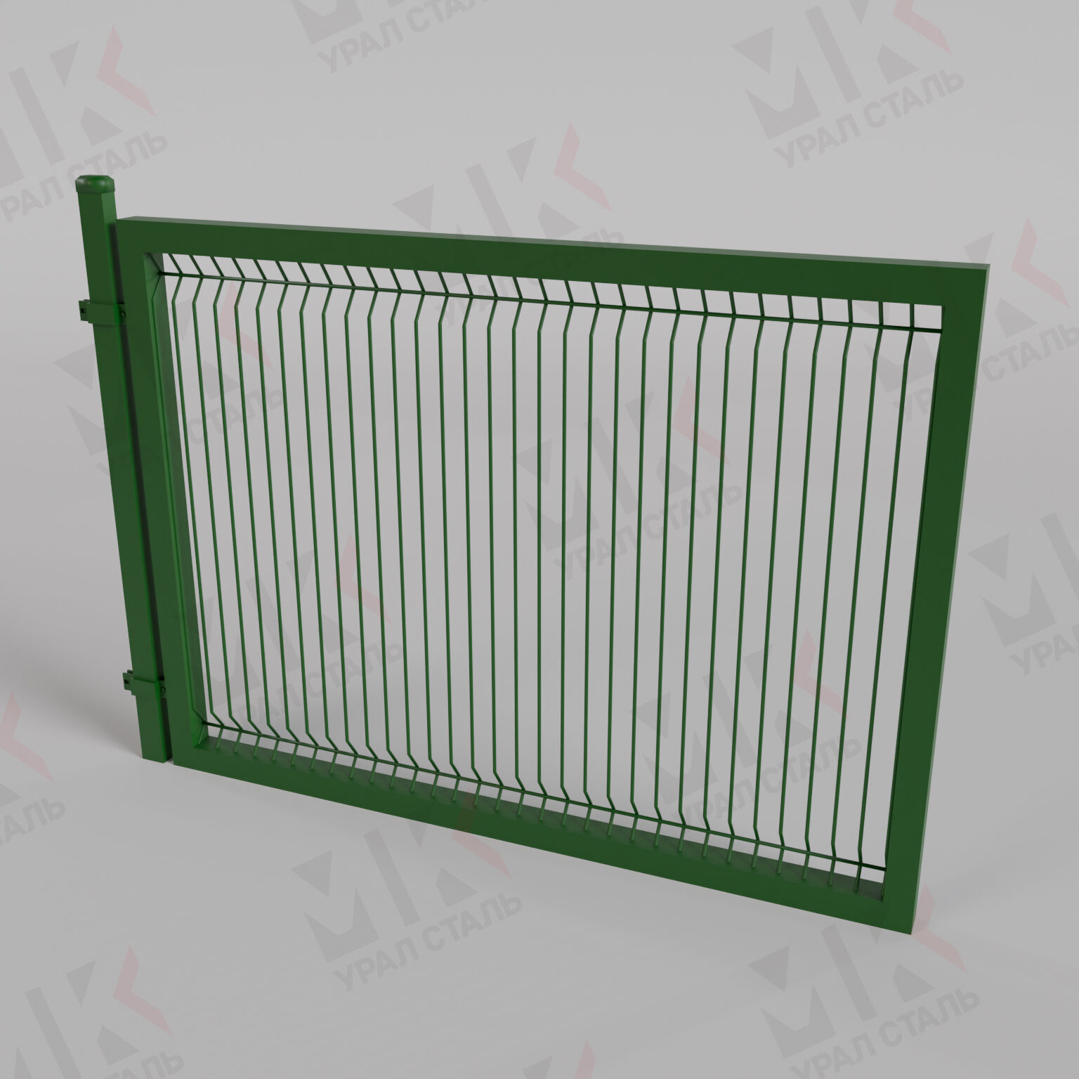 Ворота для 3D забора зеленые (RAL 6005) откатные 2000х3000 мм