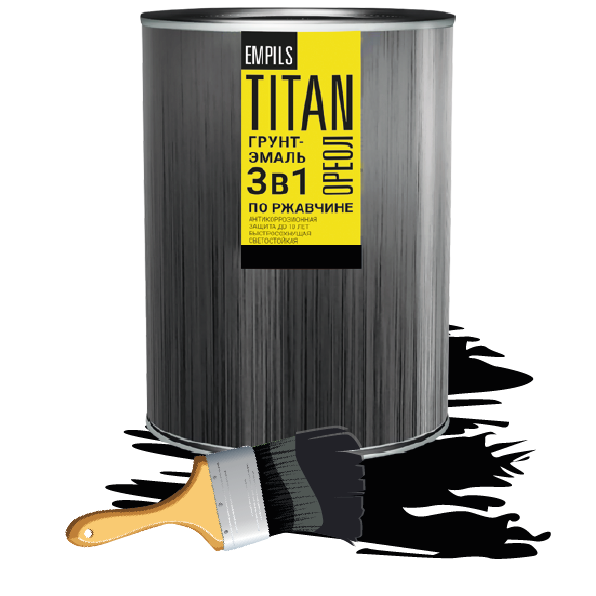 Грунт-эмаль по ржавчине Ореол Titan 0.9 кг RAL 9005 черный
