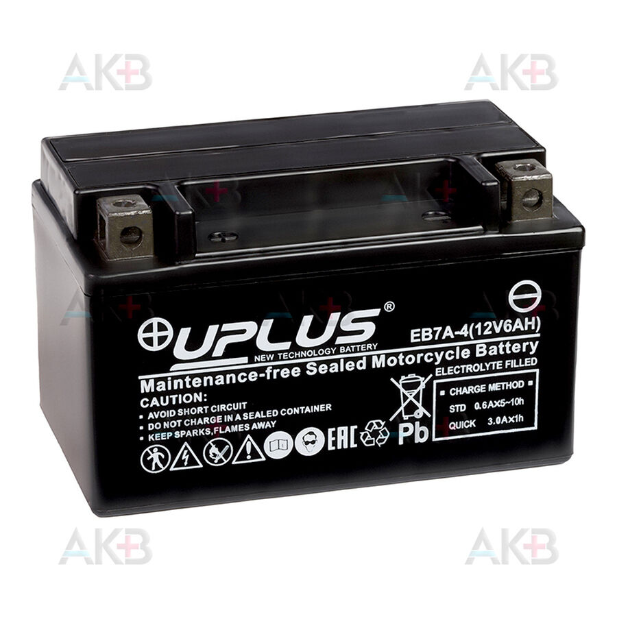 Аккумулятор Uplus High Performance AGM EB7A-4 12V 6Ah 100А (150x87x93) прям. пол.
