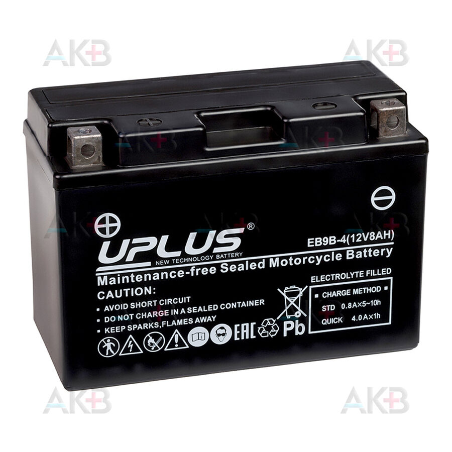Аккумулятор Uplus EB9B-4 12V 8Ah 115А прям.пол. (150x70x105) Super Start AGM YT9B-4
