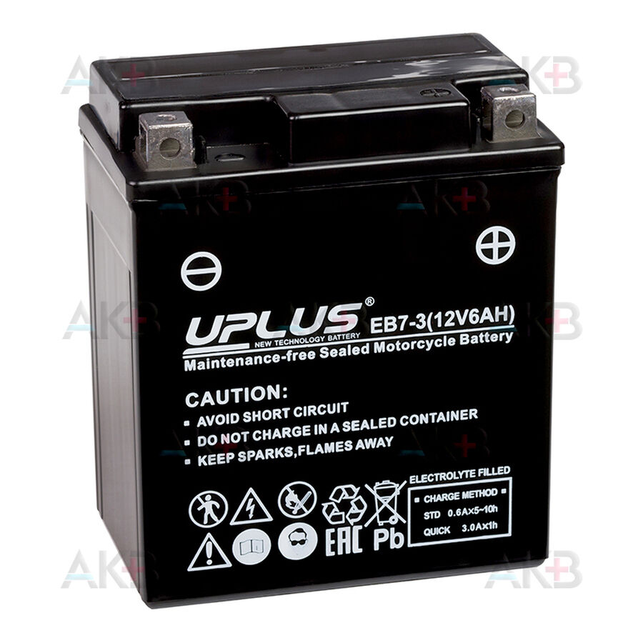 Аккумулятор Uplus High Performance AGM EB7-3 12V 6Ah 85А (114x71x131) обр. пол.